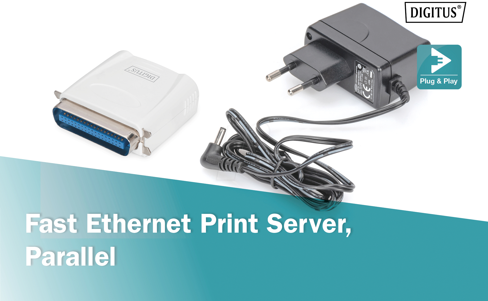 Parallel Print DIGITUS Geräteserver, 1x RJ45, 1x DB-36 parallel | Print-/Geräte-/USB ...
