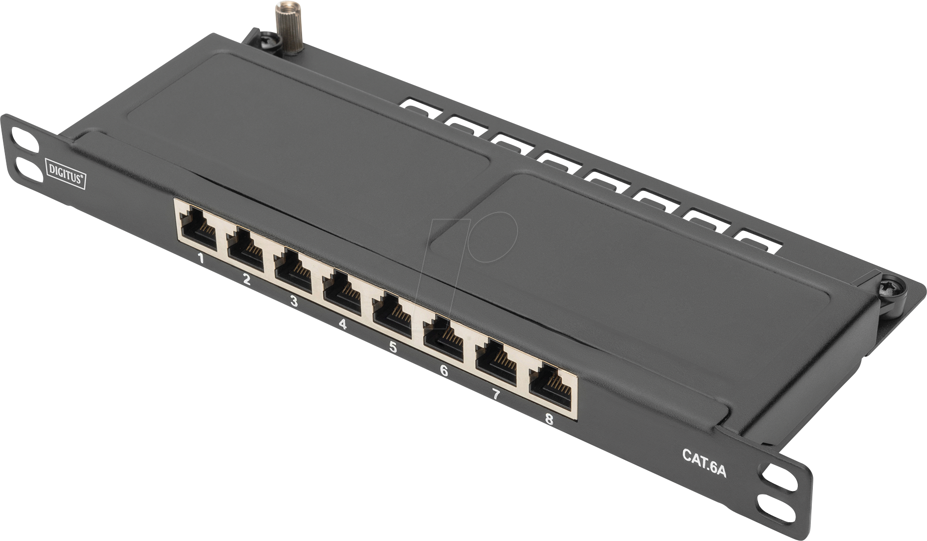 Image of DIGI D91608SSLEA - 10" Patchpanel, Cat.6a, 8-Port, Slim Line, geschirmt