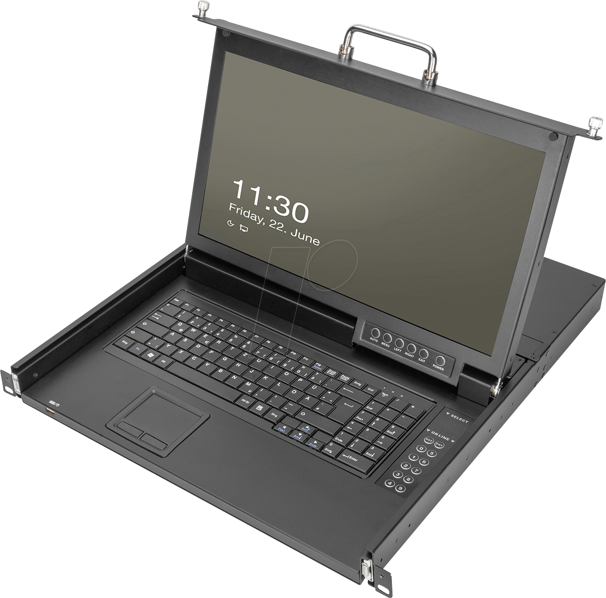 DIGI DS72220-7US - 19 Zoll KVM Konsole, 17'' HD TFT mit Tastatur US, 16-Port HDMI