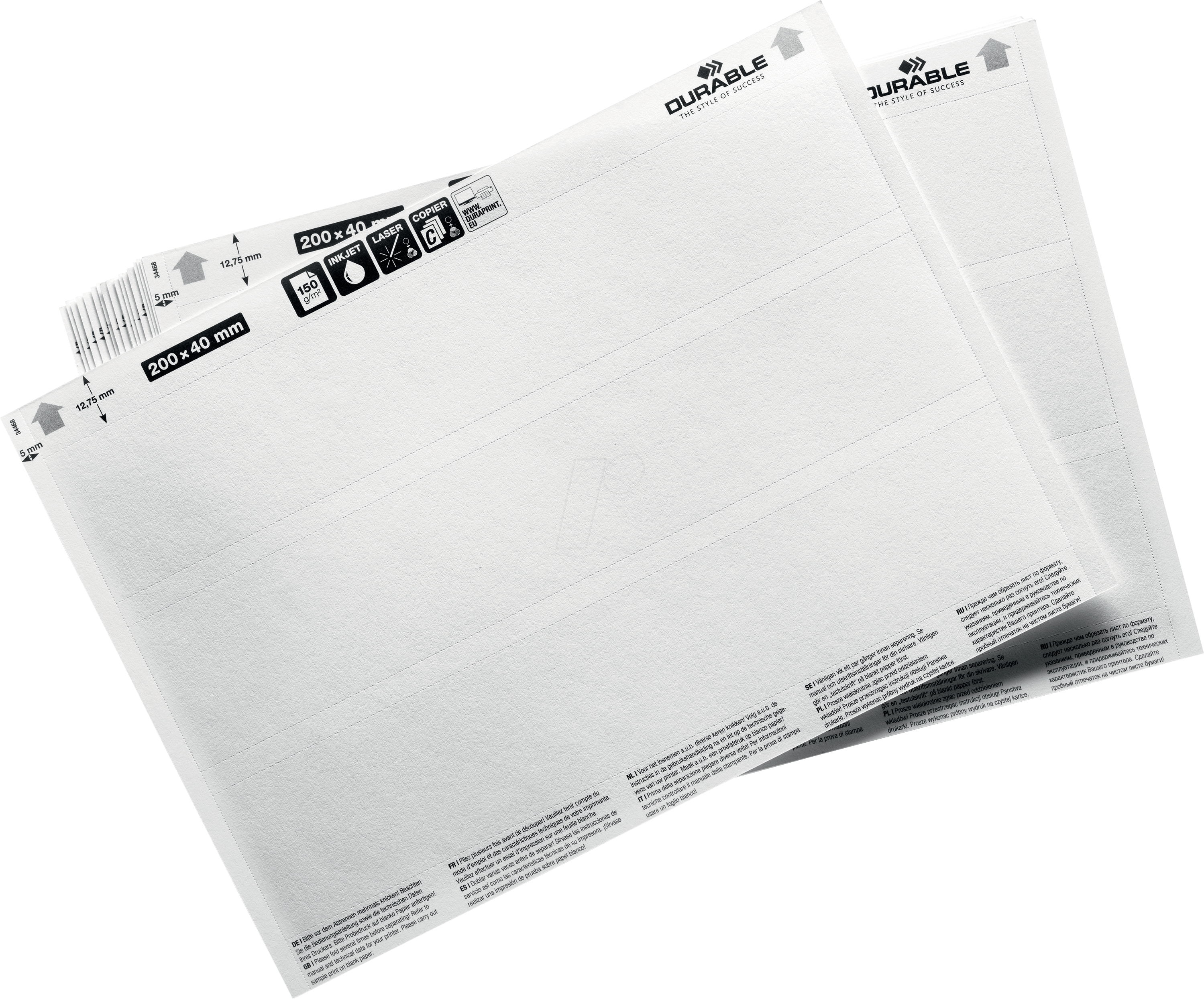 Durable Einsteckschild LABEL REFILL 809902 20Bl. 200x40mm 4005546990002 DURABLE 60 Stück