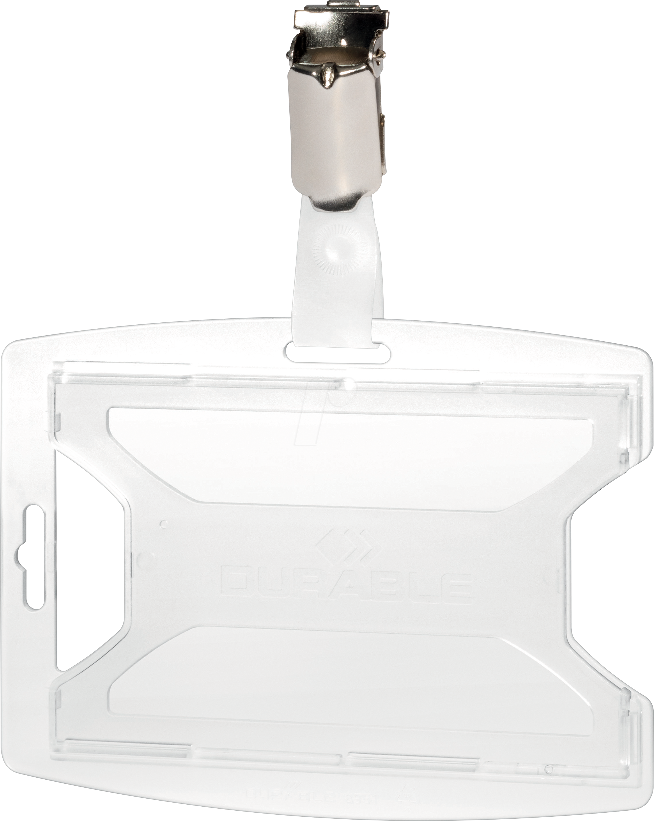 DURABLE Ausweishalter für 1 Karte, aus 70 % recyceltem Polypropylen. Mit drehbarer Clip-Befestigung.