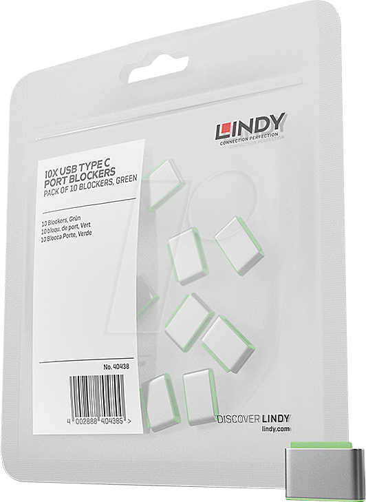 LINDY 40438 - USB-C-Port Schloss (10x Schlösser), grün