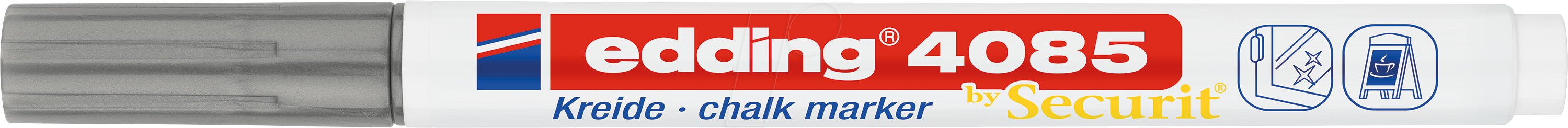Edding Kreidemarker, 4085, Rundspitze, 1 - 2 mm, Schreibf.: silber 4057305036421 Edding