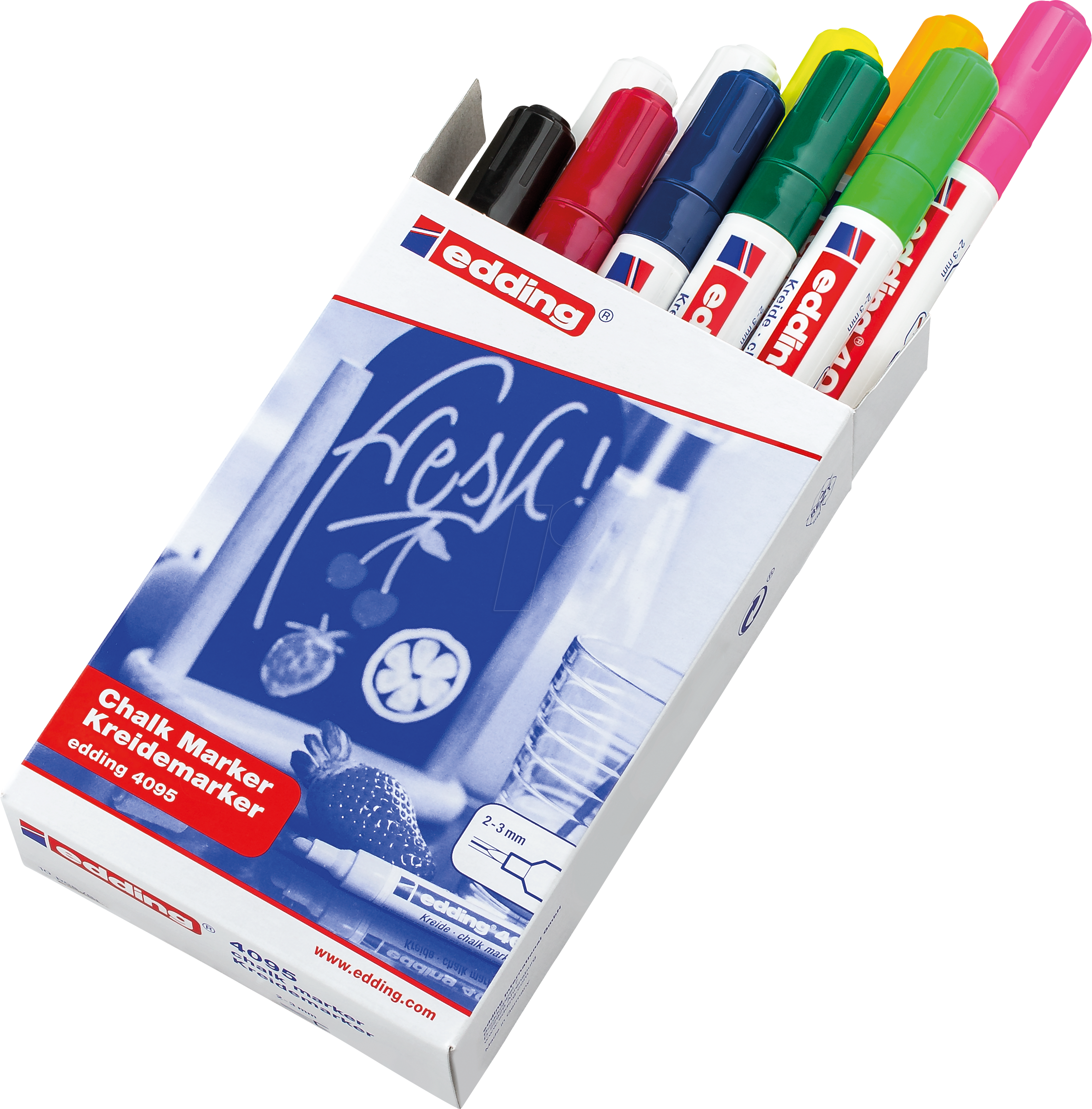 Edding 4095 Chalk/window Marker 2 3 mm,2x Black and 1 Blue new loose pens 