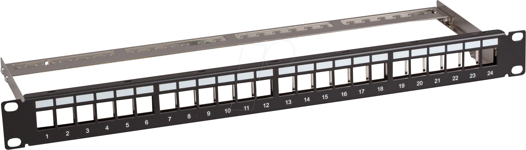 4049759248482 - Verteilerfeld 19 1HE 24-Port metall schwarz -- mit 24x Keystone slimline CAT6a