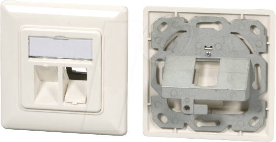 4049759293734 - Rahmenset 2-Port für Keystones -- DIN49075 RAL9010