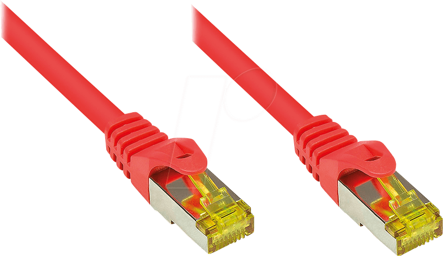 4014619774227 - RJ45 Patchkabel mitCat7 Rohkabel und Rastnasenschutz (RNS) S FTP PiMF halogenfrei 600MHz OFC rot 15m (8070R-015R)