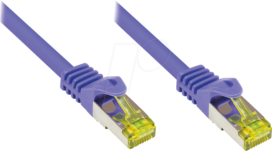 4014619774111 - RJ45 Patchkabel mitCat7 Rohkabel und Rastnasenschutz (RNS) S FTP PiMF halogenfrei 600MHz OFC violett 5m (8070R-050V)