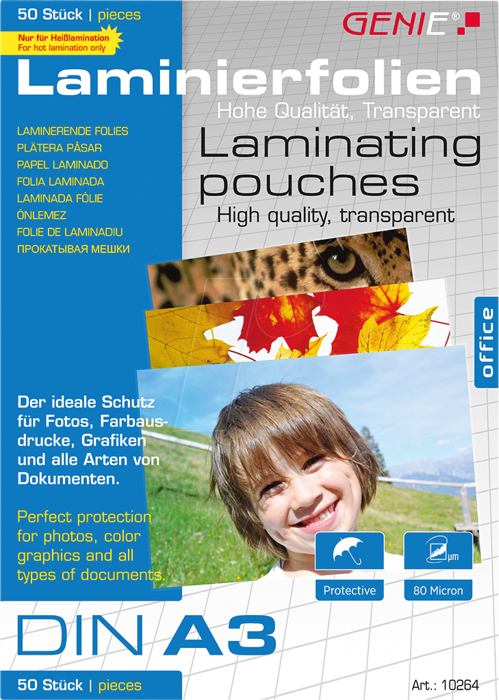 GENIE 10264 - Laminierfolien, DIN A3, 80 mic, 50 Stück