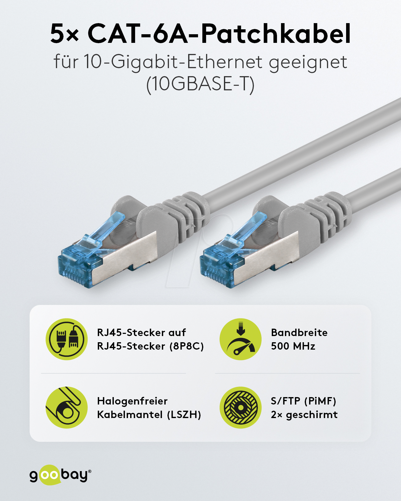 GOOBAY 67517: Cavo patch Cat.6a S - FTP, 3 m, grigio, 5 pezzi da reichelt  elektronik