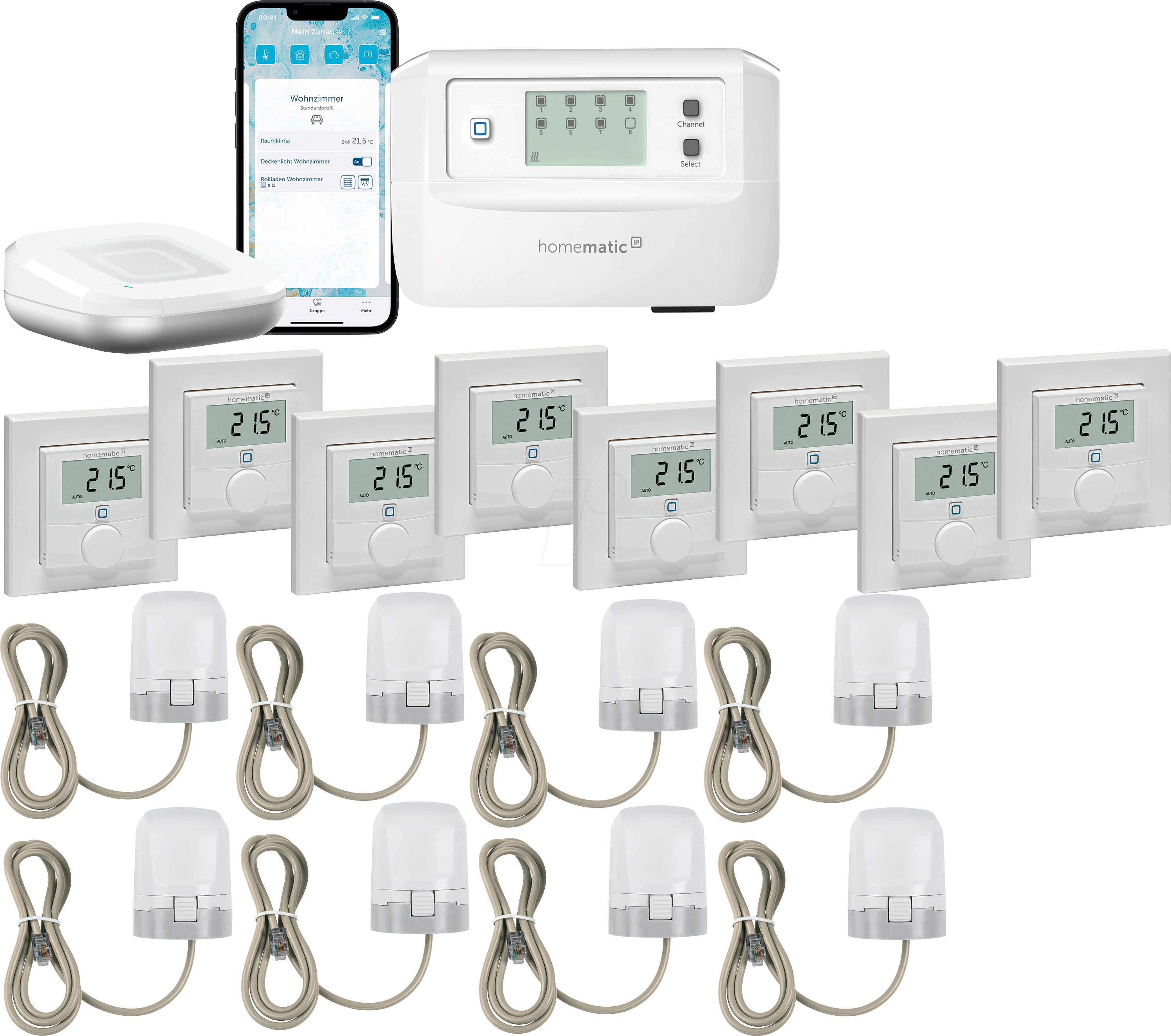 HMIP HAP2-FBHZ-8 - Starter Set smarte Fußbodenheizung für 8 Räume