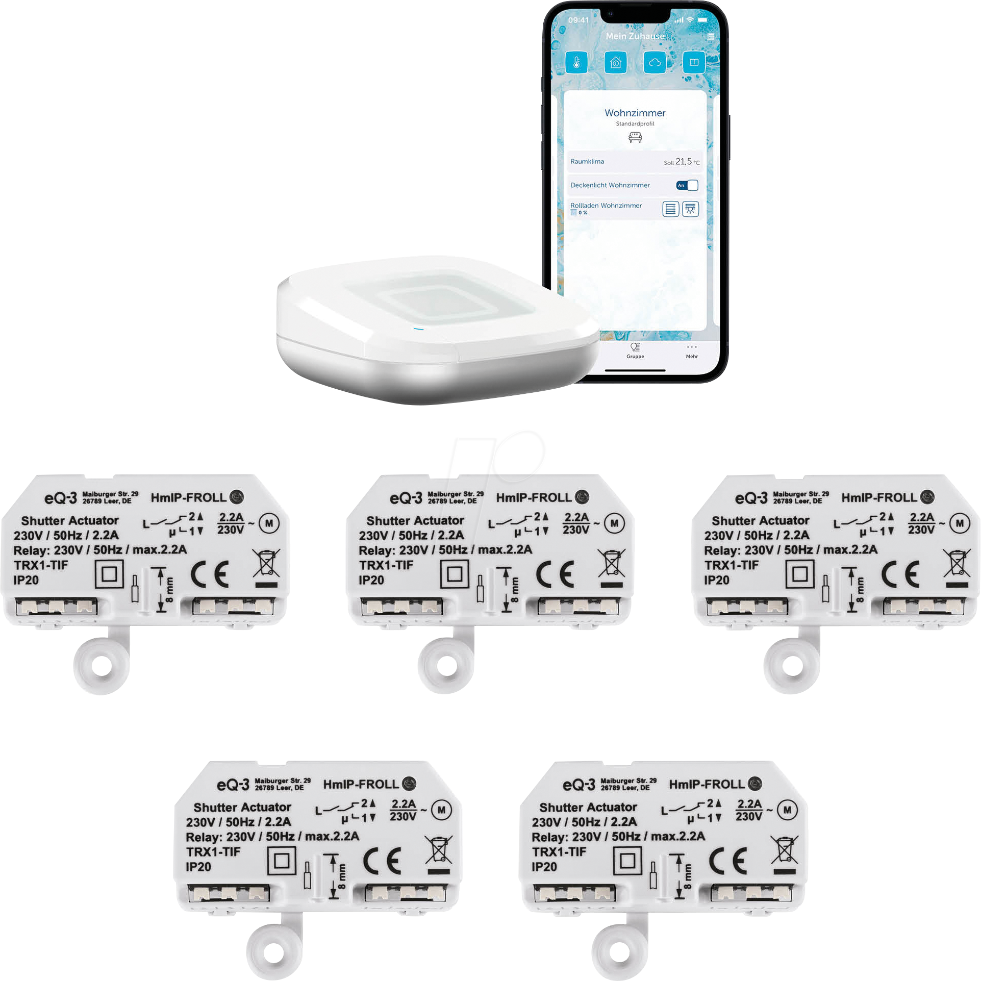 Image of HMIP HAP2-FROLL5 - 1x Access Point 2 weiß + 5x Rollladenaktor - Unterputz