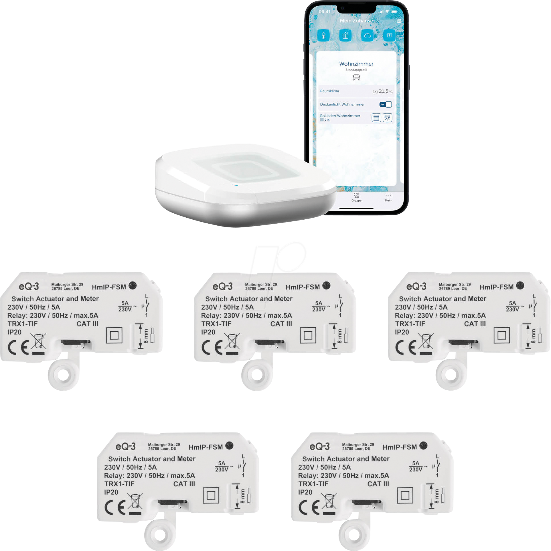 Image of HMIP HAP2-FSM5 - 1x Access Point 2 weiß + 5x Schalt-Mess-Aktor - Unterputz