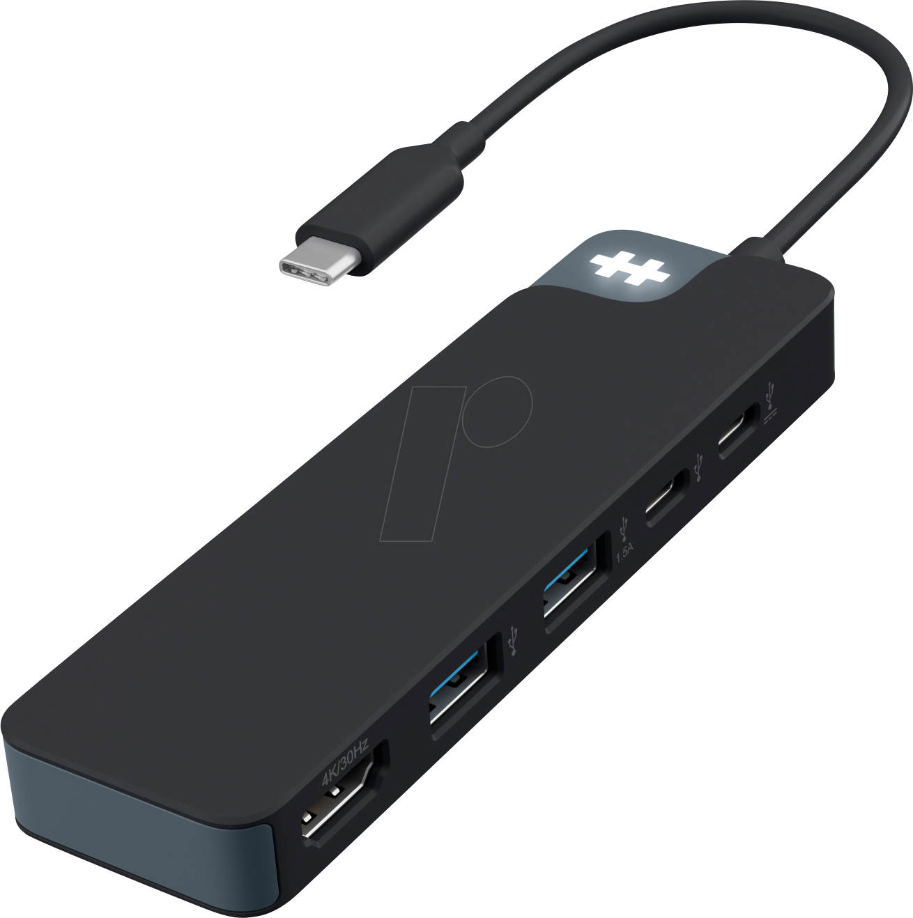 HYPER HD4101 SW - PortReplicator/Dockingstation, USB-C, 5 Port, schwarz