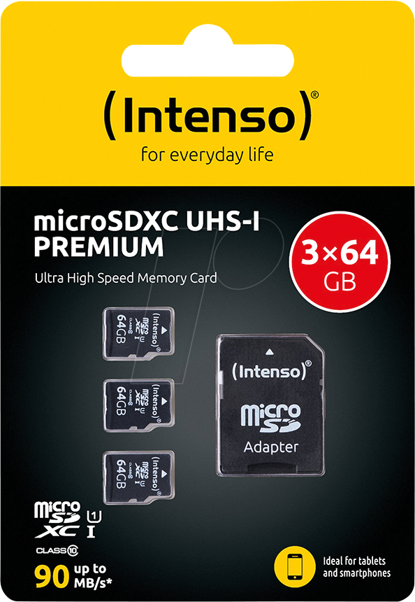 4034303035212 - INTENSO 3423593 - microSDXC-Speicherkarte 64GB UHS-I Premium 3er Pack