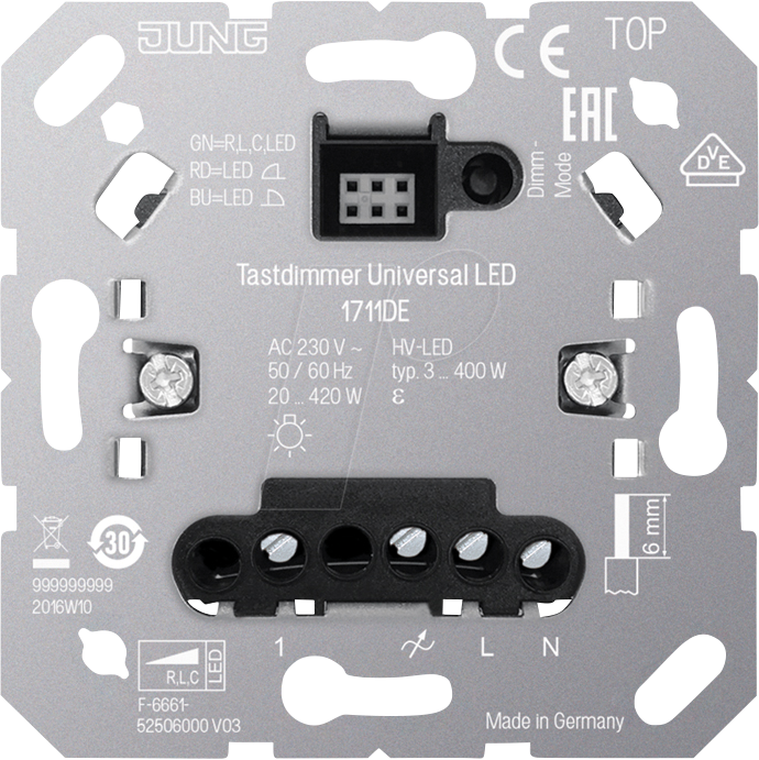 4011377166912 - Tastdimmer 3-420W led up Lichtwertspeicher 1711DE - Jung