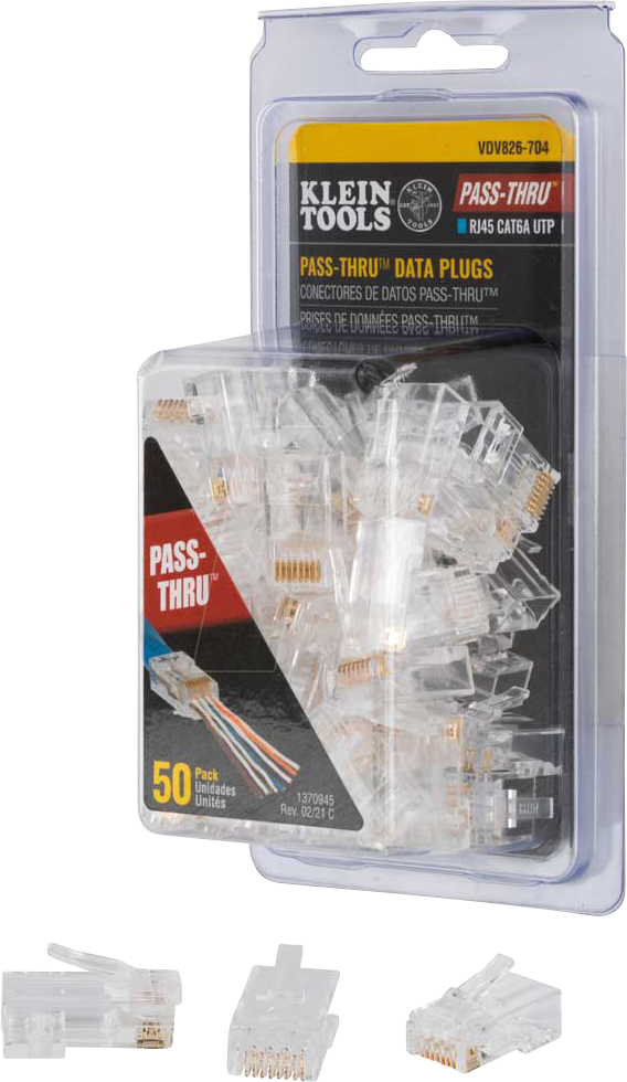 Image of KLT VDV826704 - RJ45 Modular Stecker, Cat.6a, Pass through, 50 Stück