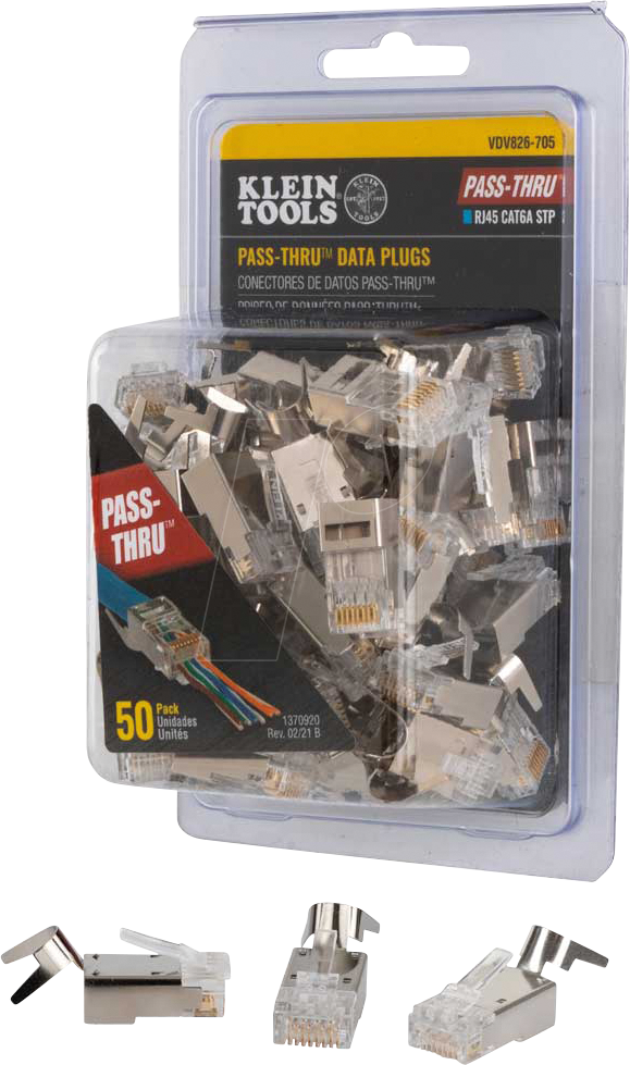 Image of KLT VDV826705 - RJ45 Modular Stecker, Cat.6a, Pass through, 50 Stück