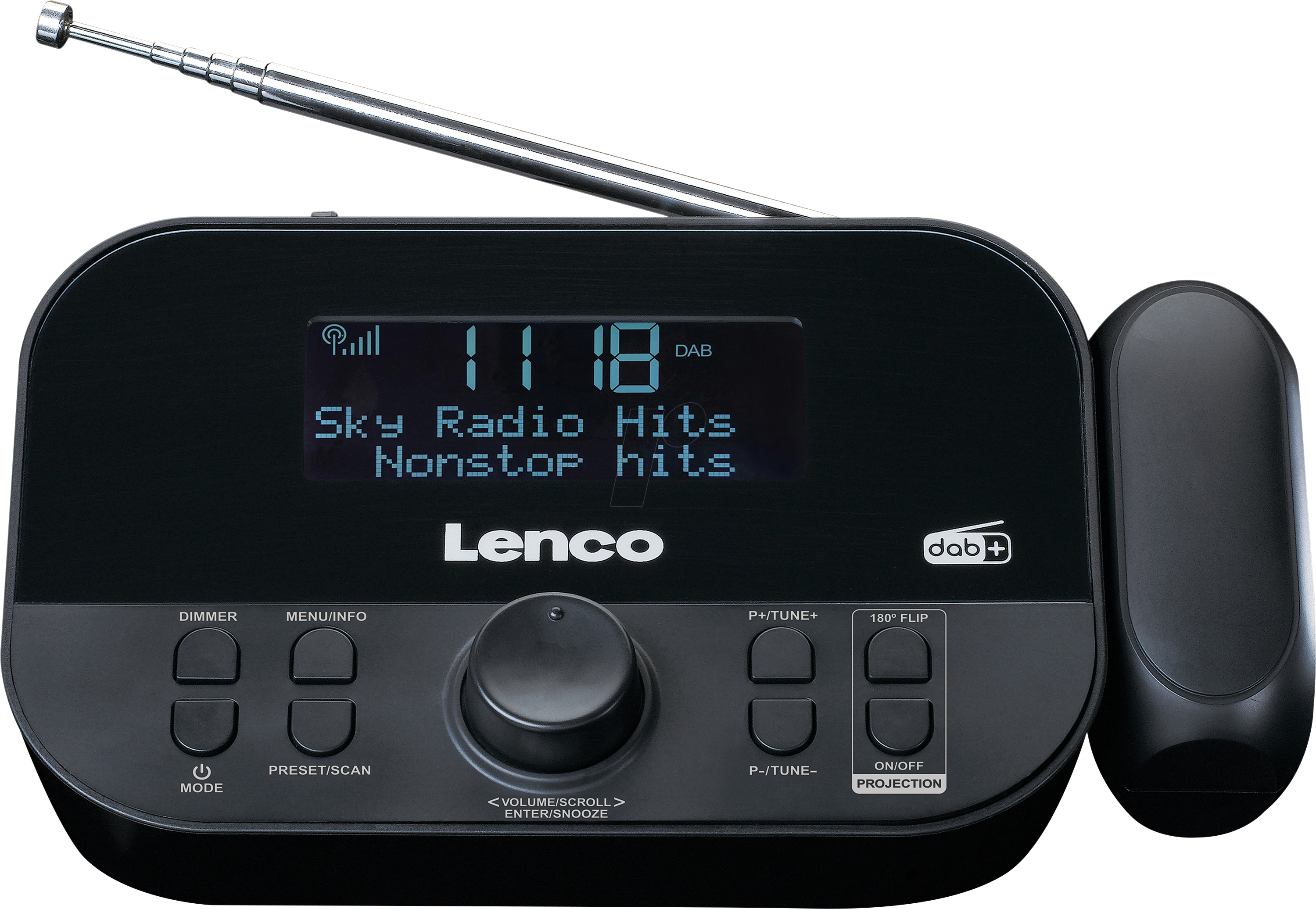 LENCO CR-615BK - DAB+/UKW Radiowecker, LCD-Display, Projektion