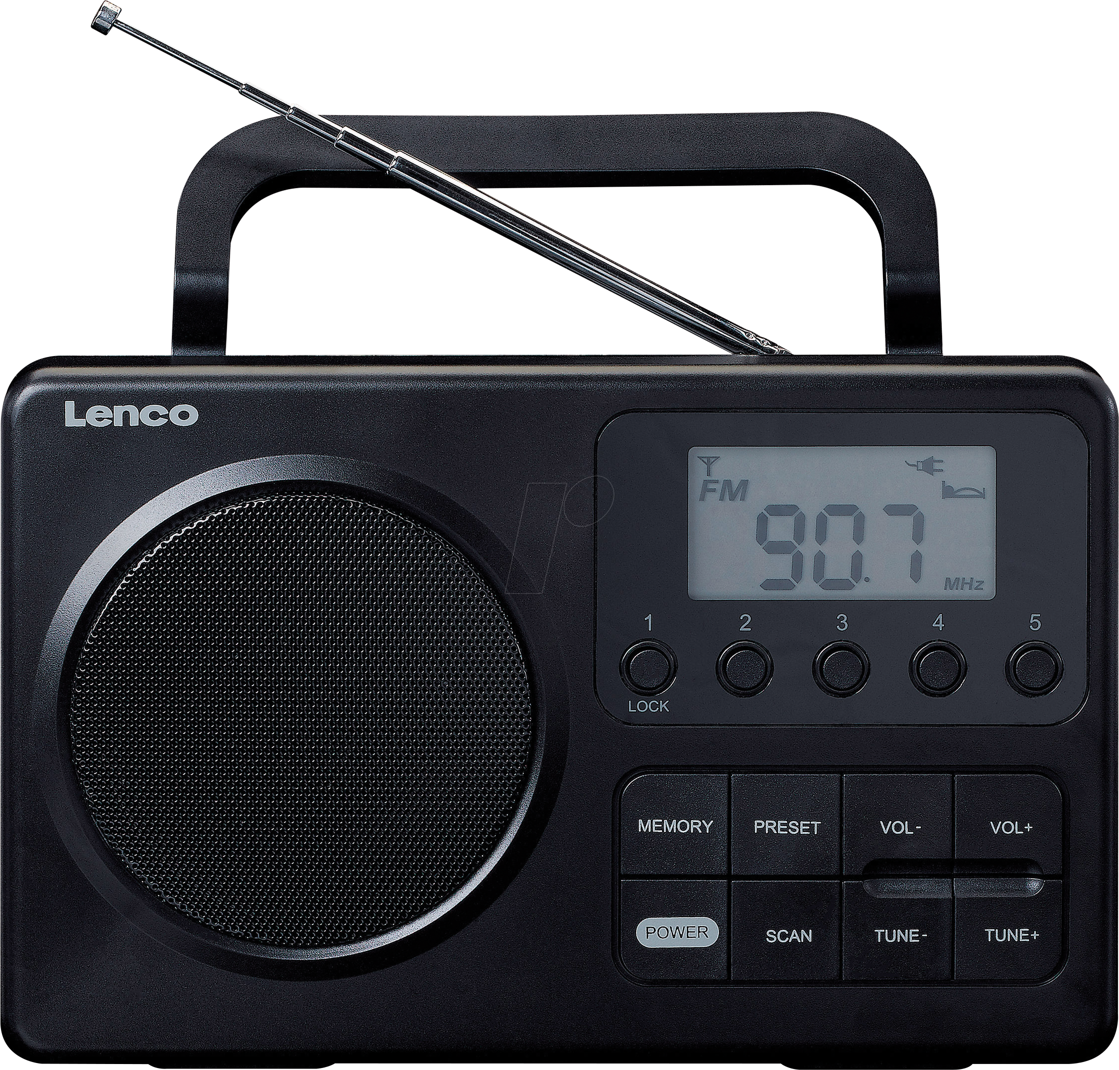 Lenco MPR-035BK - Compact portable FM radio with LCD display - Black - FM - Mono - schwarz