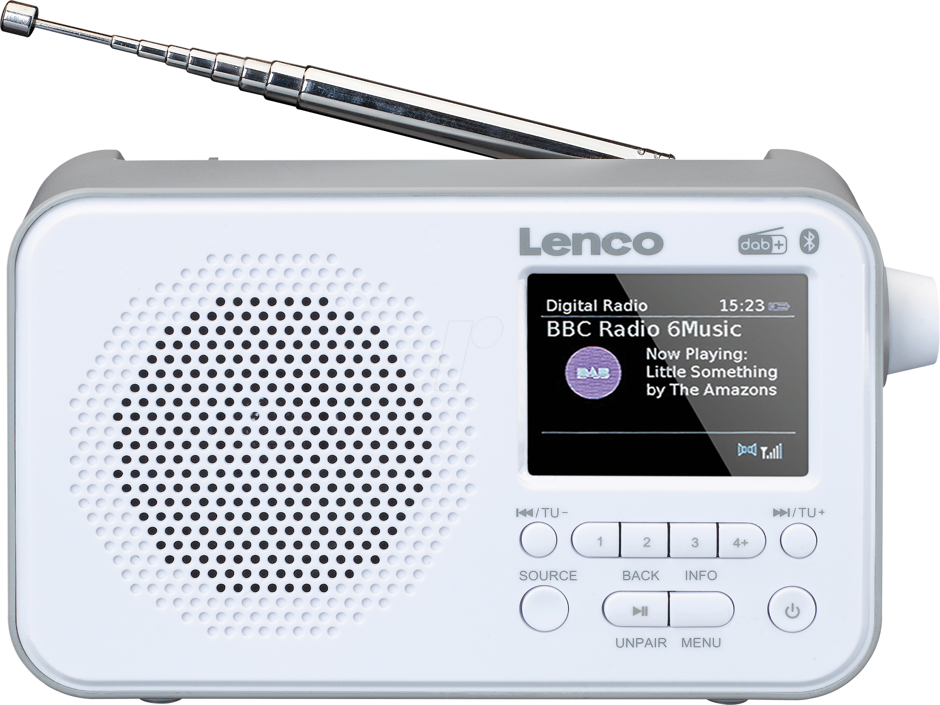 LENCO PDR-036WH - DAB+/UKW Radio, TFT-Display, Bluetooth, tragbar, Akku