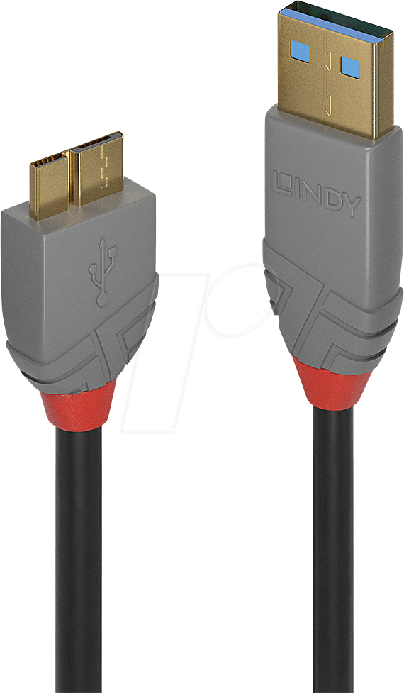 LINDY 36766 - USB 3.0 Kabel, A Stecker auf Micro-B Stecker, 1,0 m