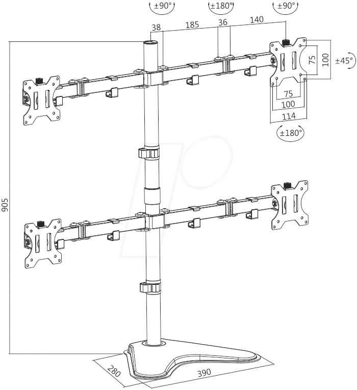 LogiLink BP0153 - Rialzo monitor da 650 mm, per monitor da 13-32