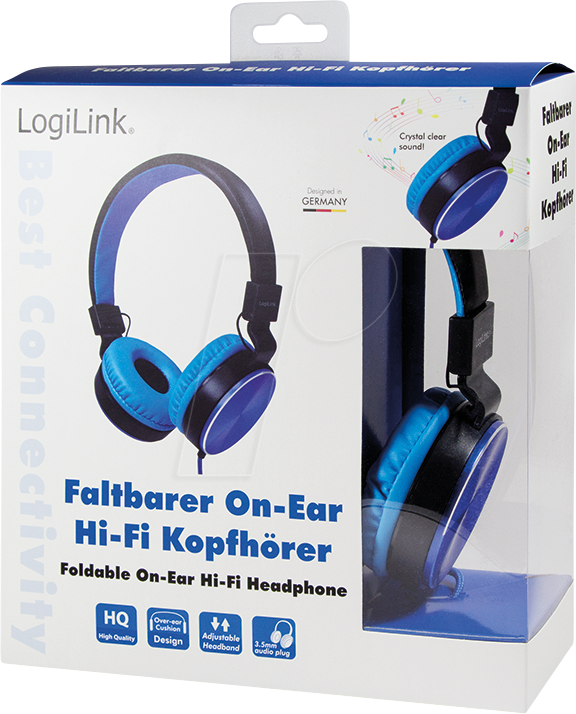 LOGILINK HS0049B Stereo headphones, 1x 3.5 mm headphone jack, foldable