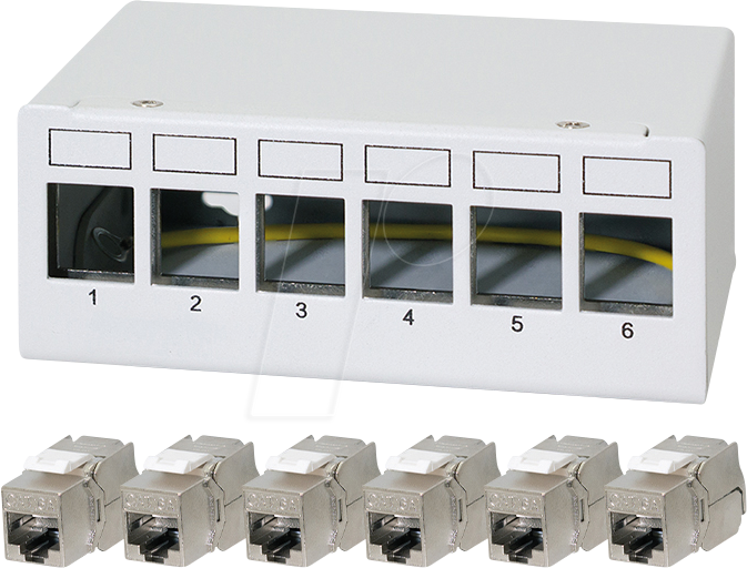 4052792078817 - LOGILINK NK4091 - Keystone Patchpanel 6-Port mit 6x Cat6a Keystone Modulen