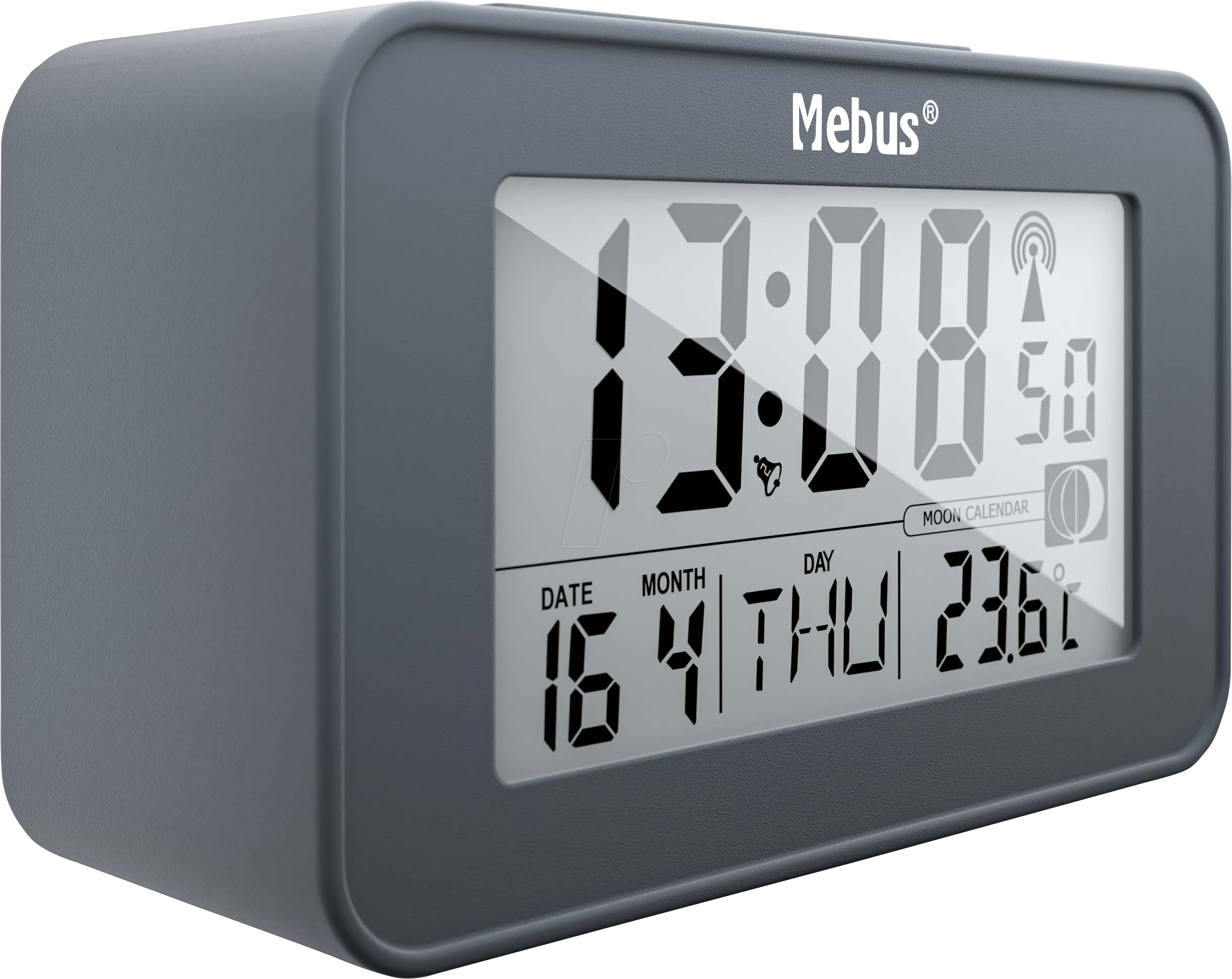 MEBUS Digital radio alarm clock, moon phase display, black