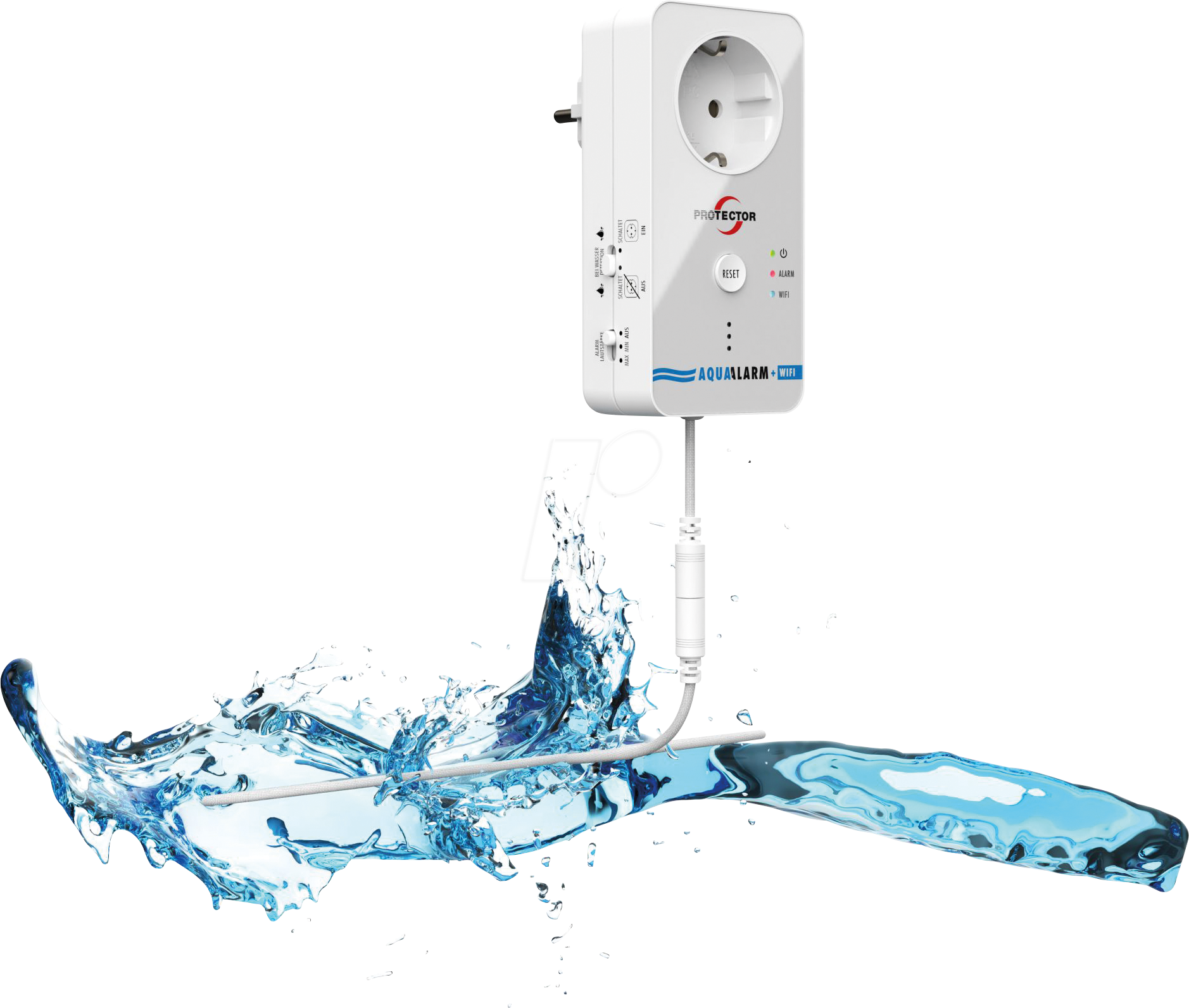 ME WA-14 - Wassermelder mit Steckdose, WLAN, Detektor-Kabel