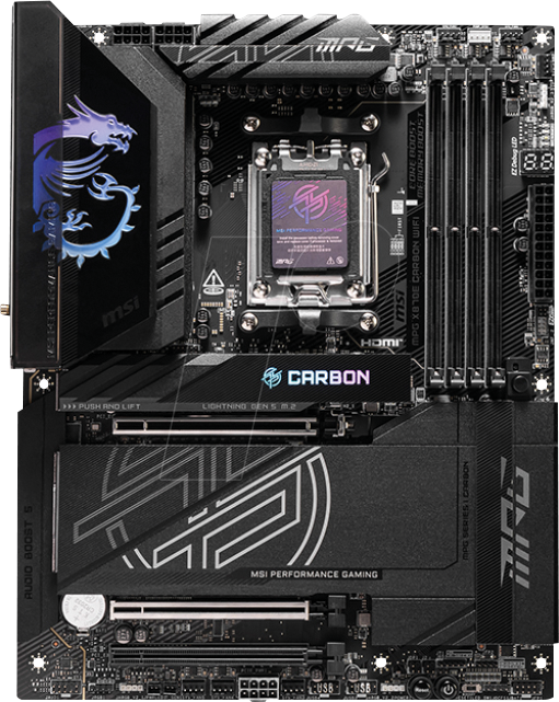 4711377253536 - MPG X870E CARBON WIFI Mainboard - AMD X870E - AMD AM5 socket - DDR5 RAM - ATX