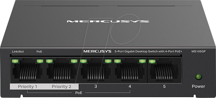 TP-Link Mercusys MS105GP 5-Port Gigabit Desktop Switch 4-Port PoE+