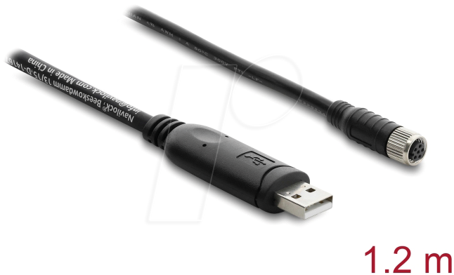 NAVILOCK 61266 - GNSS Anschlusskabel, USB 2.0 Typ-A > M8 Buchse, wasserdicht, 1,2
