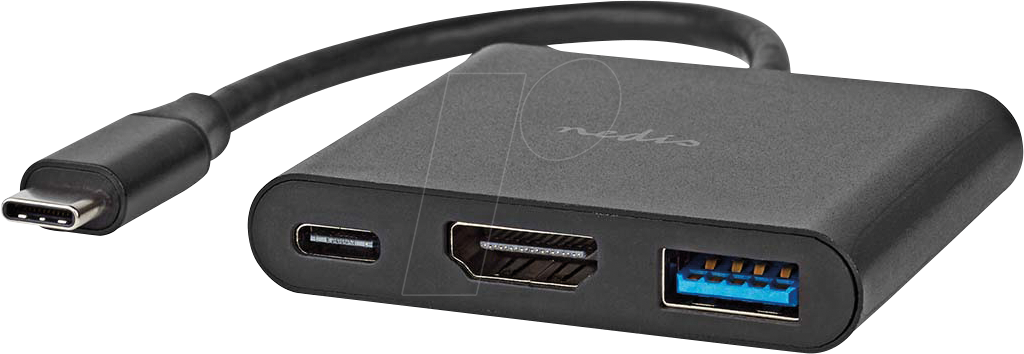 Nedis USB Multi-Port-Adapter USB 3.2 Gen 1 - USB-C™ Stecker, HDMI™ Ausgang, USB-A Buchse, USB-C™ Buchse, 5 Gbps, schwarz