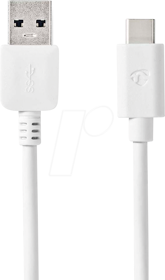 Nedis USB 3.2 Gen 2 | USB-A Stecker | USB-C™ Stecker | 60 W | 10 Gbps | Vernickelt | 1.00 m | rund | PVC | Weiss | Box