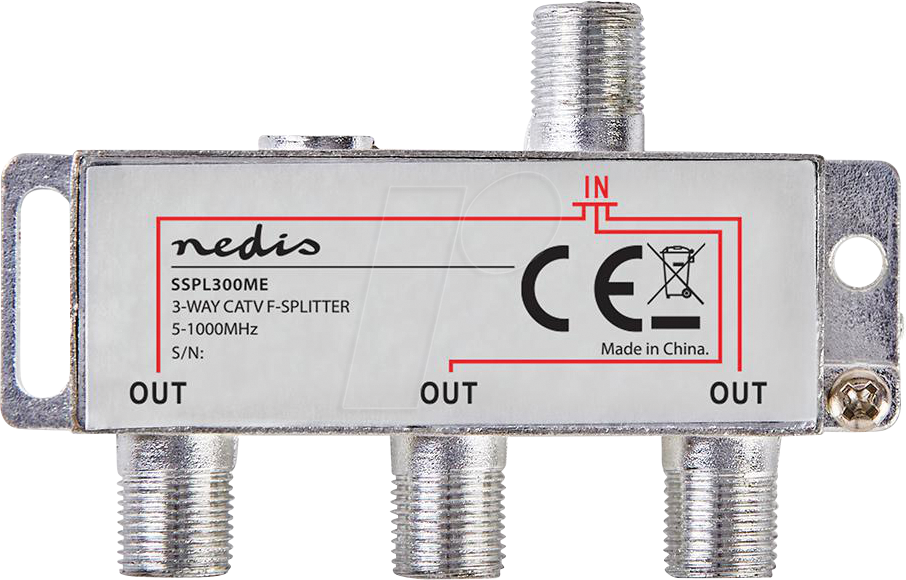 N SSPL300ME - CATV-Splitter, 5 - 1000 MHZ, 6.8 dB, Ausgänge 3, 75 Ohm