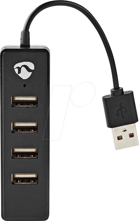 Nedis USB-Hub - USB-A Stecker, 4x USB A Female, 4-Port port(s), USB 2.0, Stromversorgung über USB