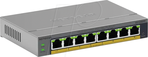 Image of NETGEAR GS108EPP - Switch, 8-Port, Gigabit Ethernet, PoE+