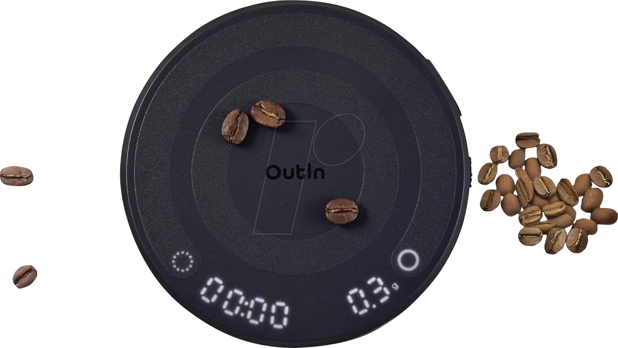 OutIn Claro Kaffeewaage in Taschenform Schwarz Timerfunktion