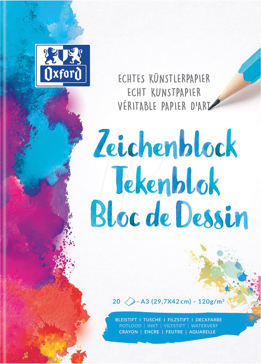 10 Stück Oxford 100050301 Zeichenblock A3 20Bl  120g 4006144952812 Oxford