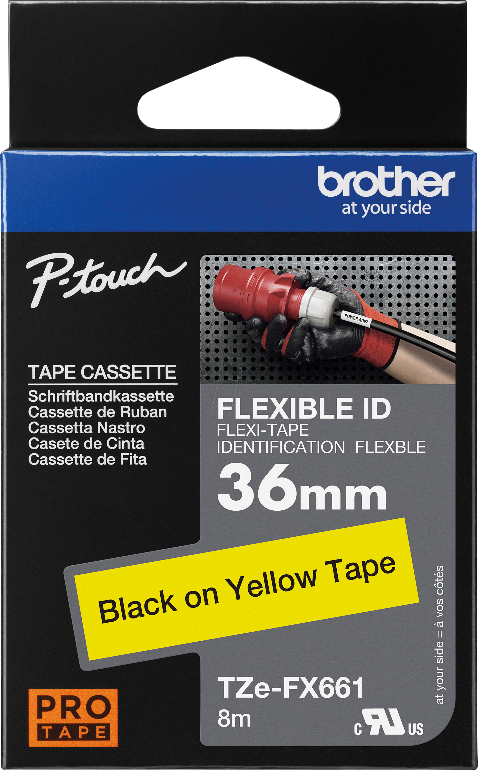 P-TOUCH TZEFX661 - Flexi-Tape, schwarz auf gelb, 36mm