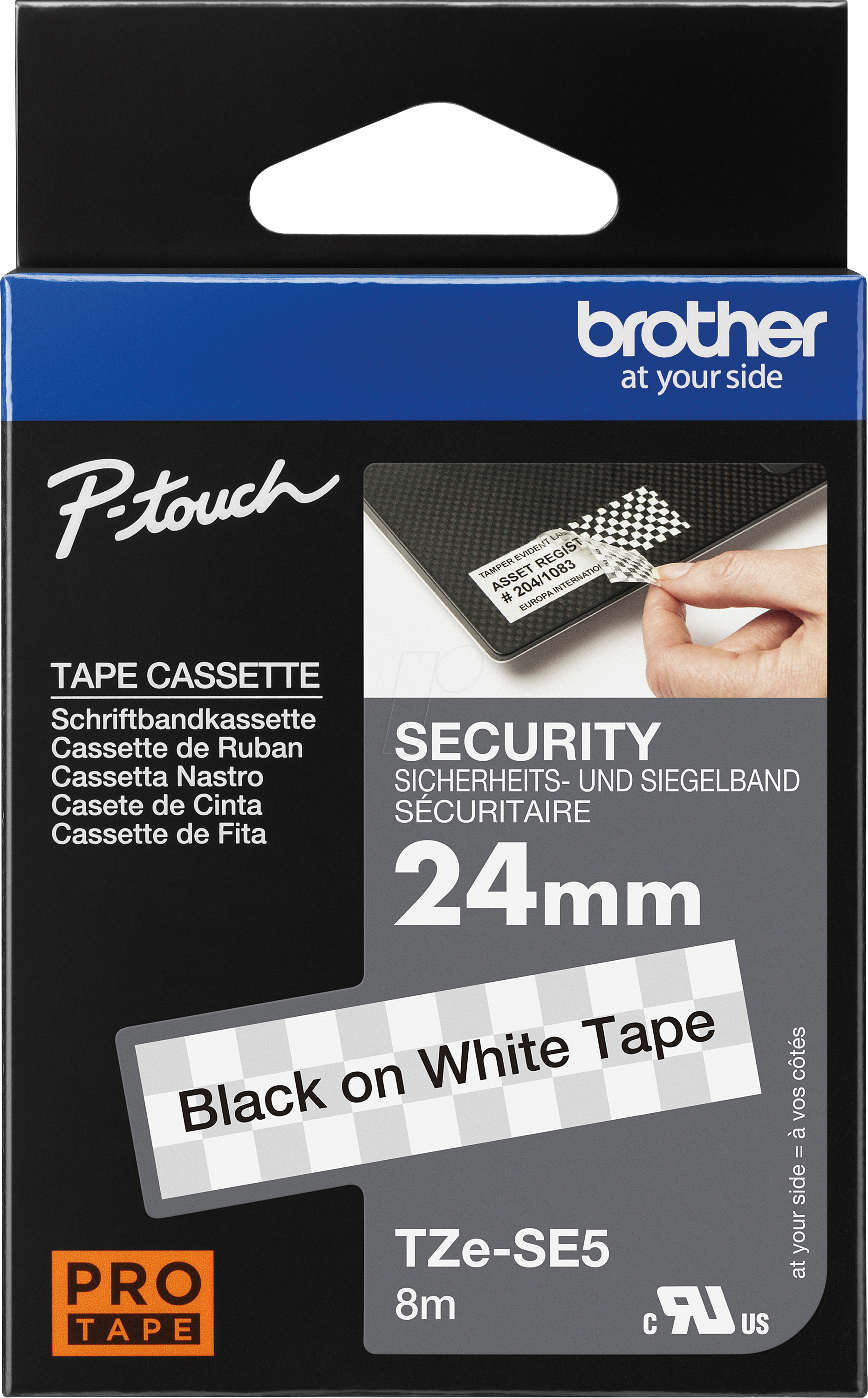 Brother Schriftbandkassette TZESE5 schwarz auf weiß, Sicherheits-Siegelband 4977766766869 Brother