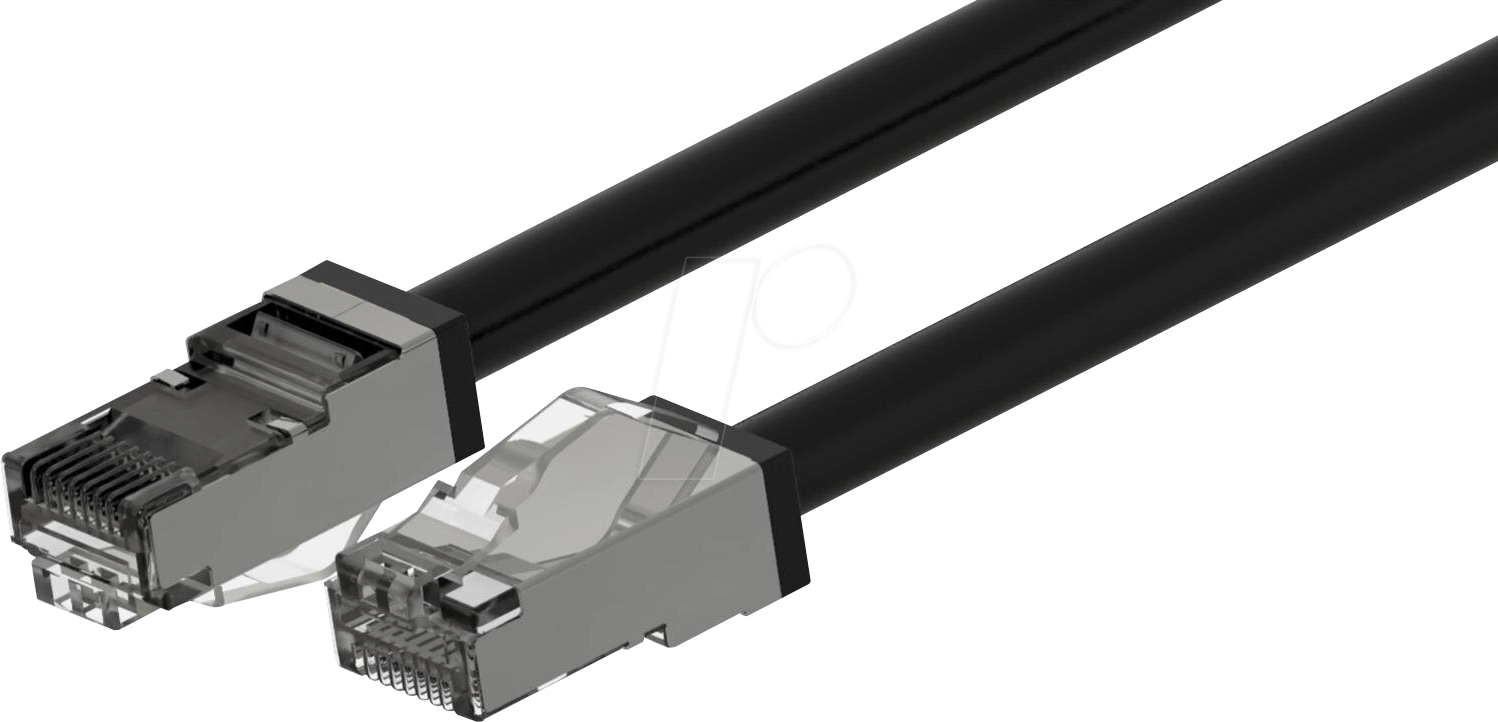 PKW OUTSF0.25 - Patchkabel, Cat.6a, S/FTP, PUR, Outdoor, 0,25 m, schwarz