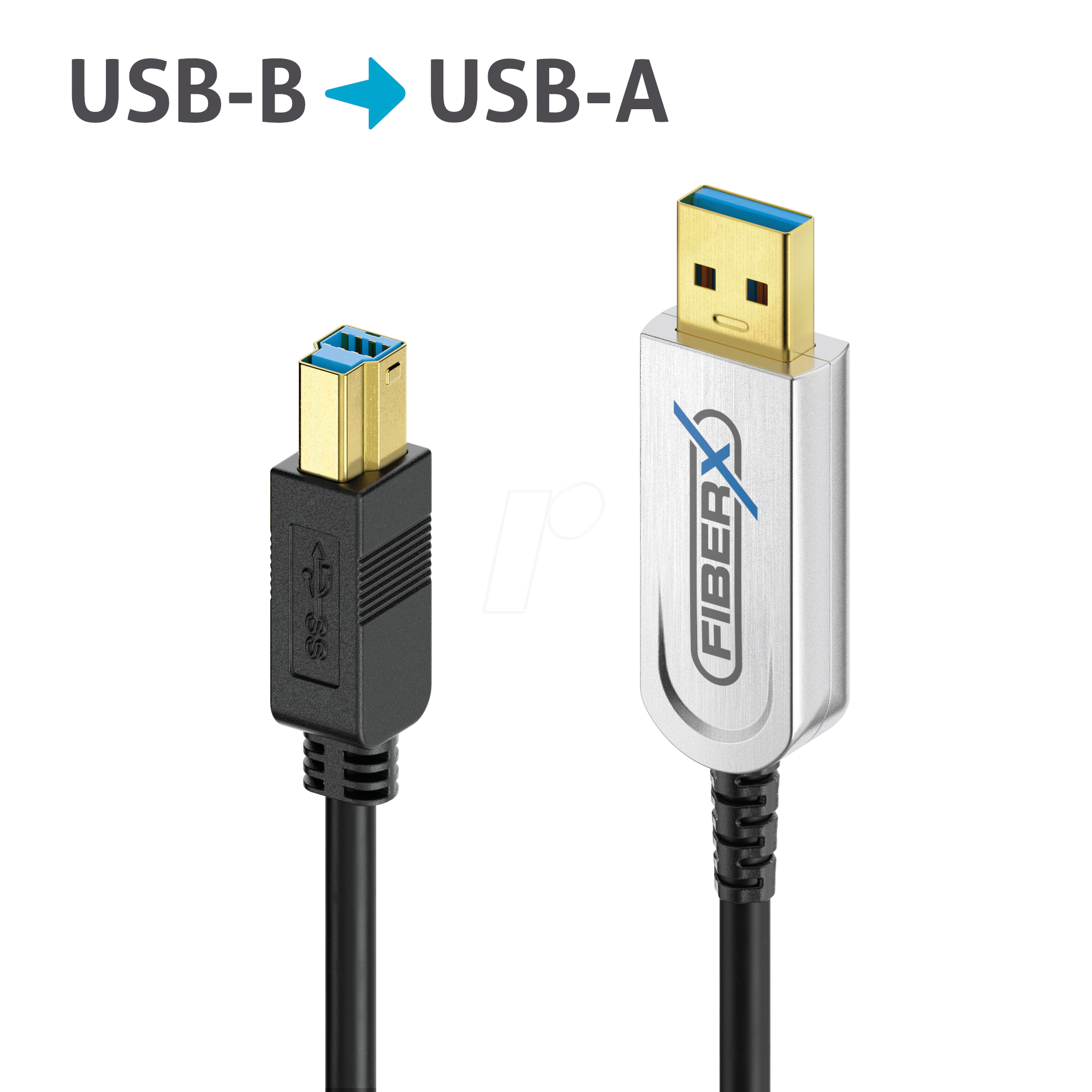 PURE FX-I545-015: USB 3.1 Cable, FiberX, USB-A to USB-B Connector, 15 m at reichelt