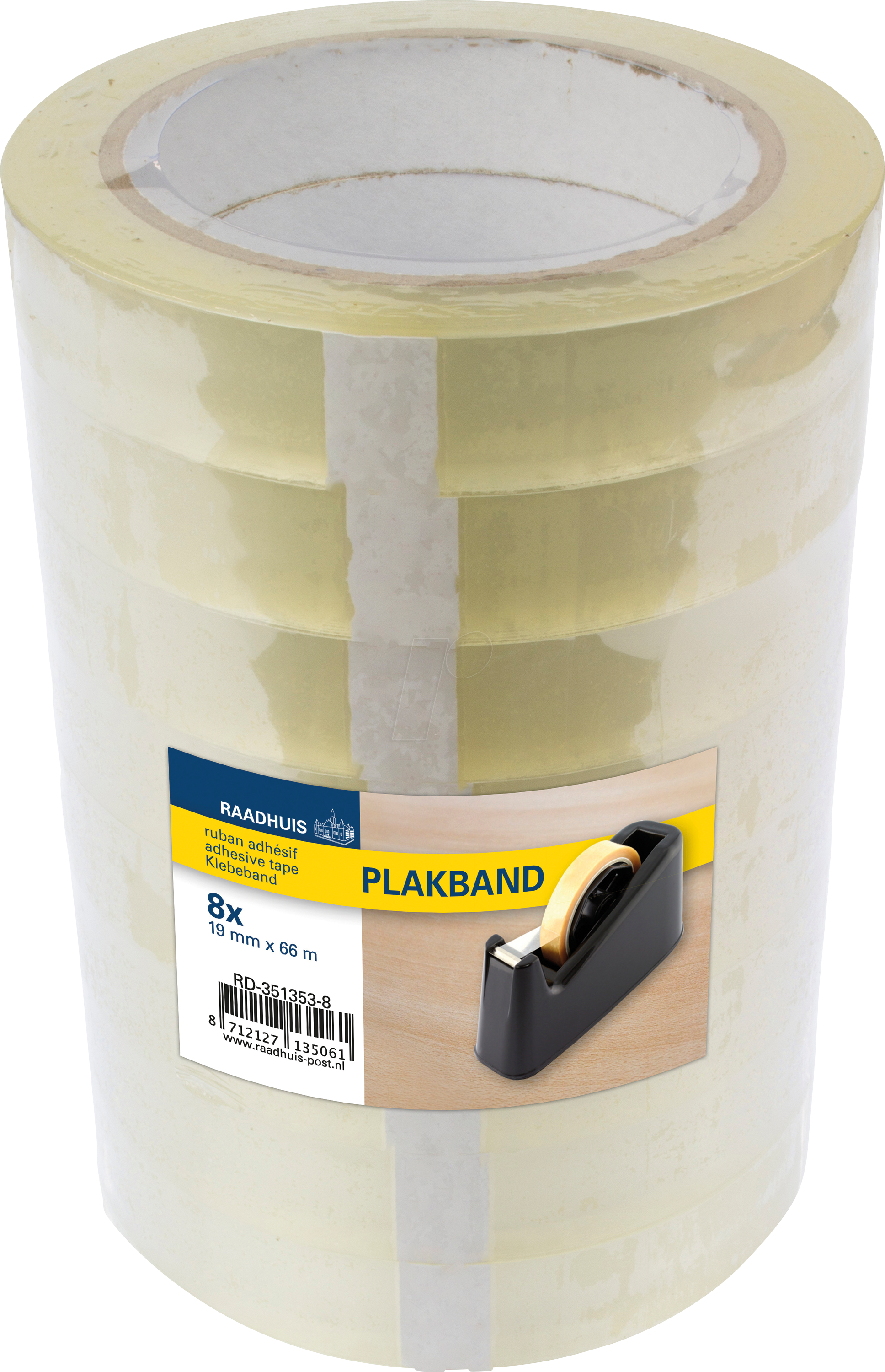 RAADHUIS 3513538 - Klebeband, transparent, 33 m x 19 mm, 8 Rollen