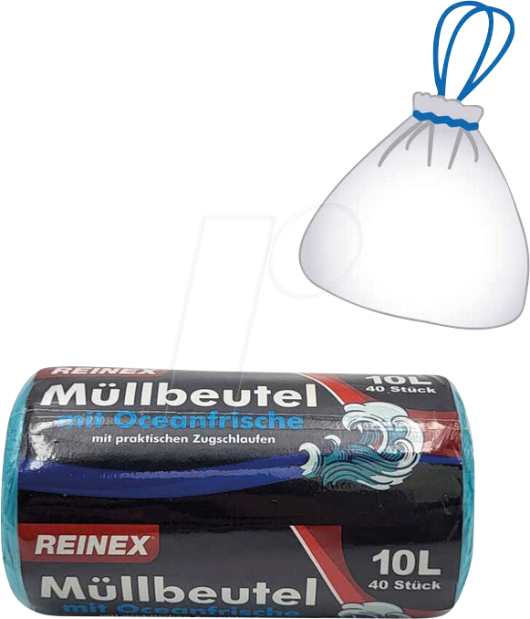 REINEX 14091 - REINEX Müllbeutel 10,0 l blau 8,0 µm, 40 Stück