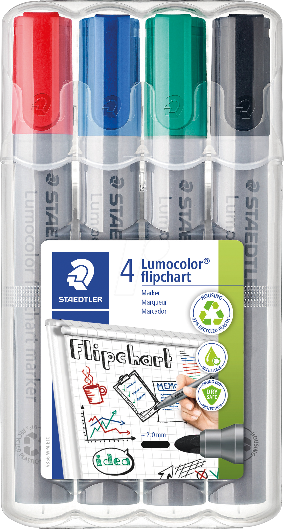 STAEDTLER 356WP - Flipchart Marker, Rundspitze, 4 Farben