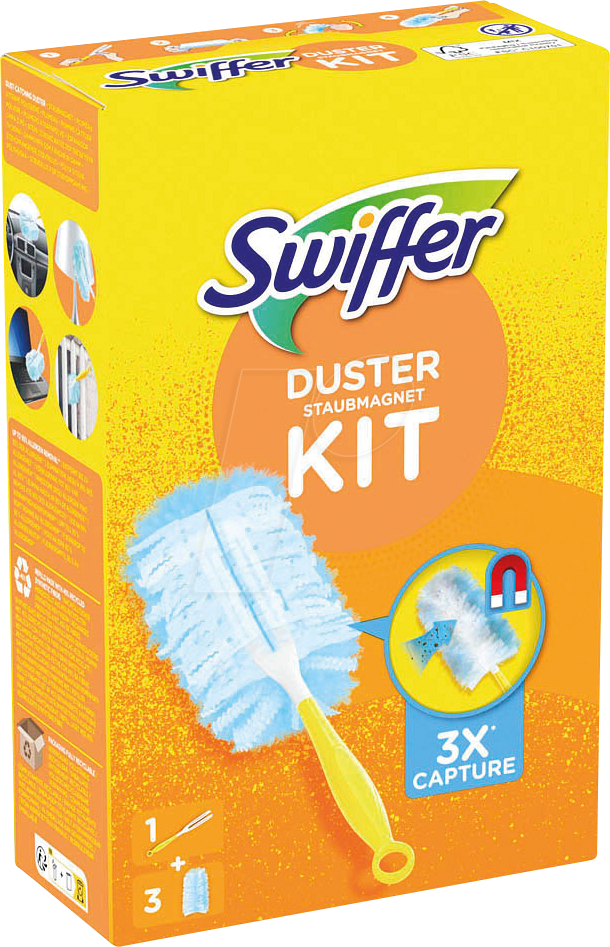 SWIFFER 702923 - Swiffer Staubmagnet Starterset, Griff + 3 Tücher