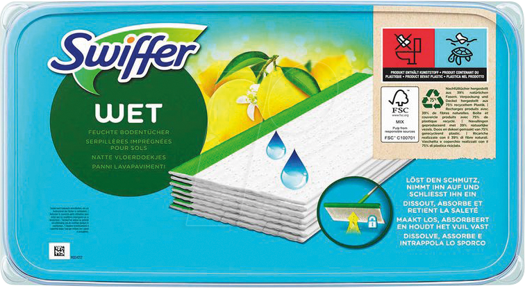 SWIFFER 750425 - Swiffer Feuchte Bodentücher, WET, Nachfüllpackung, 12 Stück